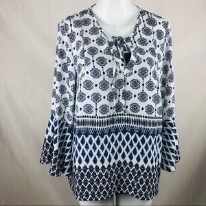 19 Cooper Blue Paisley Print Boho Top